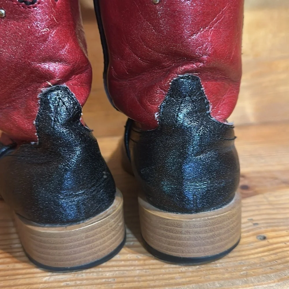 ROPER KIDS Red and Black Western Cowboy Boots